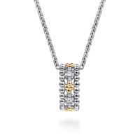 14K Yellow Gold & Sterling Silver Bujukan 0.09cttw White Sapphire Pendant Necklace by Gabriel