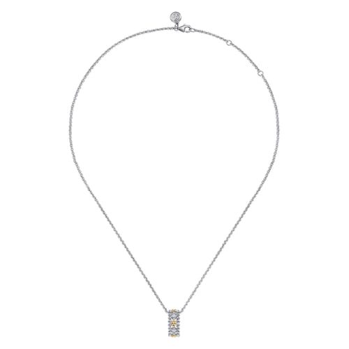 14K Yellow Gold & Sterling Silver Bujukan 0.09cttw White Sapphire Pendant Necklace by Gabriel