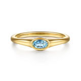14K Yellow Gold 0.22ct Swiss Blue Topaz Signet Ring by Gabriel