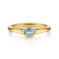 14K Yellow Gold 0.22ct Swiss Blue Topaz Signet Ring by Gabriel