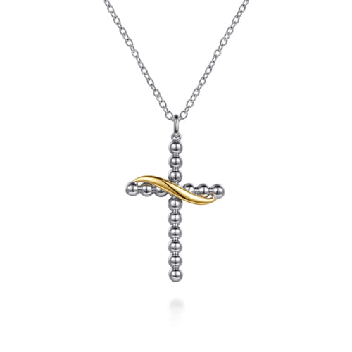 14K Yellow Gold & Sterling Silver Bujukan Cross Necklace by Gabriel