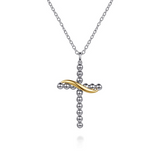 14K Yellow Gold & Sterling Silver Bujukan Cross Necklace by Gabriel
