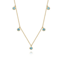 14K Yellow Gold 0.62cttw Swiss Blue Topaz Station Necklace by Gabriel