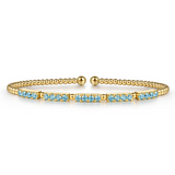 14K Yellow Gold Bujukan Beads & 0.80cttw Blue Topaz Split Bangle Bracelet by Gabriel