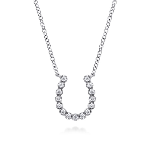 14K White Gold 0.14cttw SI H-I Diamond Horseshoe Pendant Necklace by Gabriel