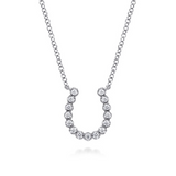 14K White Gold 0.14cttw SI H-I Diamond Horseshoe Pendant Necklace by Gabriel