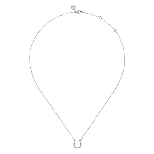 14K White Gold 0.14cttw SI H-I Diamond Horseshoe Pendant Necklace by Gabriel