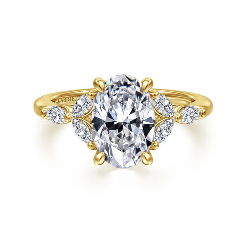 14K Yellow Gold 0.30cttw VS2 G-H Diamond Semi-Mount Engagement Ring by Gabriel to Hold 2ct