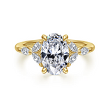 14K Yellow Gold 0.30cttw VS2 G-H Diamond Semi-Mount Engagement Ring by Gabriel to Hold 2ct