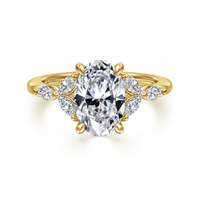 14K Yellow Gold 0.30cttw VS2 G-H Diamond Semi-Mount Engagement Ring by Gabriel to Hold 2ct