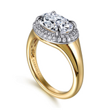 14K Yellow & White Gold 0.28cttw Diamond Semi-Mount Engagement Ring by Gabriel to Hold 2ct