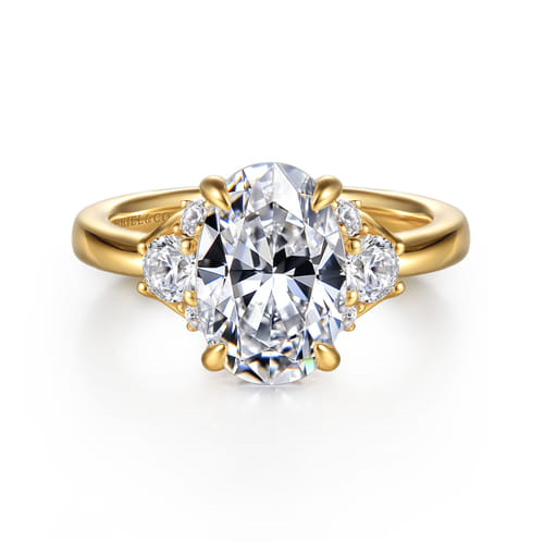 14K Yellow Gold 0.49cttw Diamond Semi-Mount Engagement Ring by Gabriel to Hold 2ct