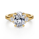 14K Yellow Gold 0.49cttw Diamond Semi-Mount Engagement Ring by Gabriel to Hold 2ct