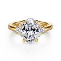 14K Yellow Gold 0.49cttw Diamond Semi-Mount Engagement Ring by Gabriel to Hold 2ct