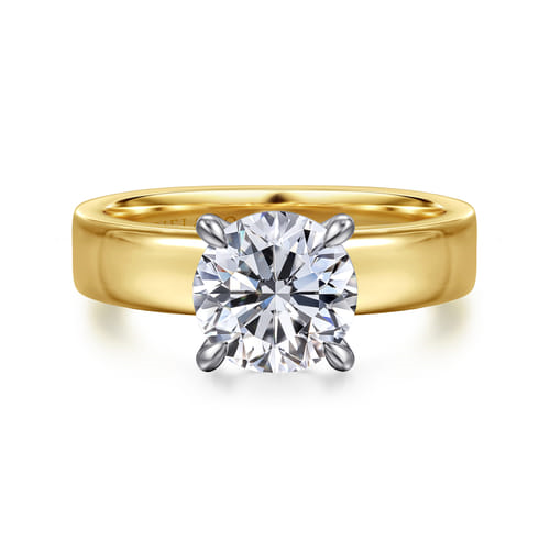 14K Yellow & White Gold Engagement Ring by Gabriel to Hold 2ct