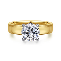 14K Yellow & White Gold Engagement Ring by Gabriel to Hold 2ct