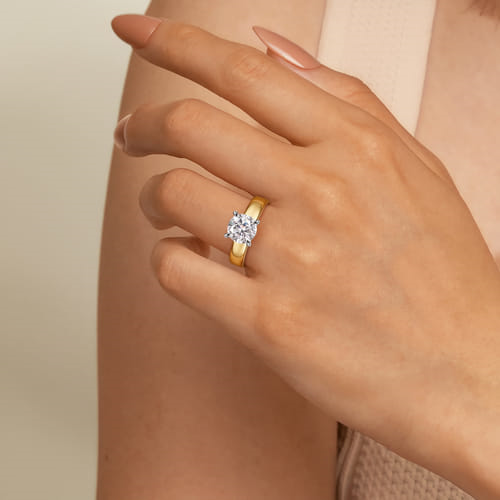 14K Yellow & White Gold Engagement Ring by Gabriel to Hold 2ct
