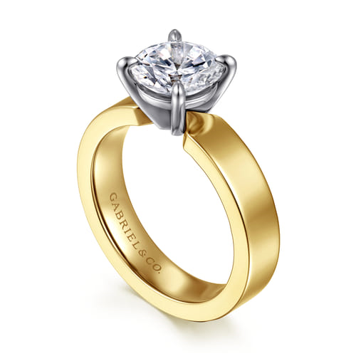 14K Yellow & White Gold Engagement Ring by Gabriel to Hold 2ct