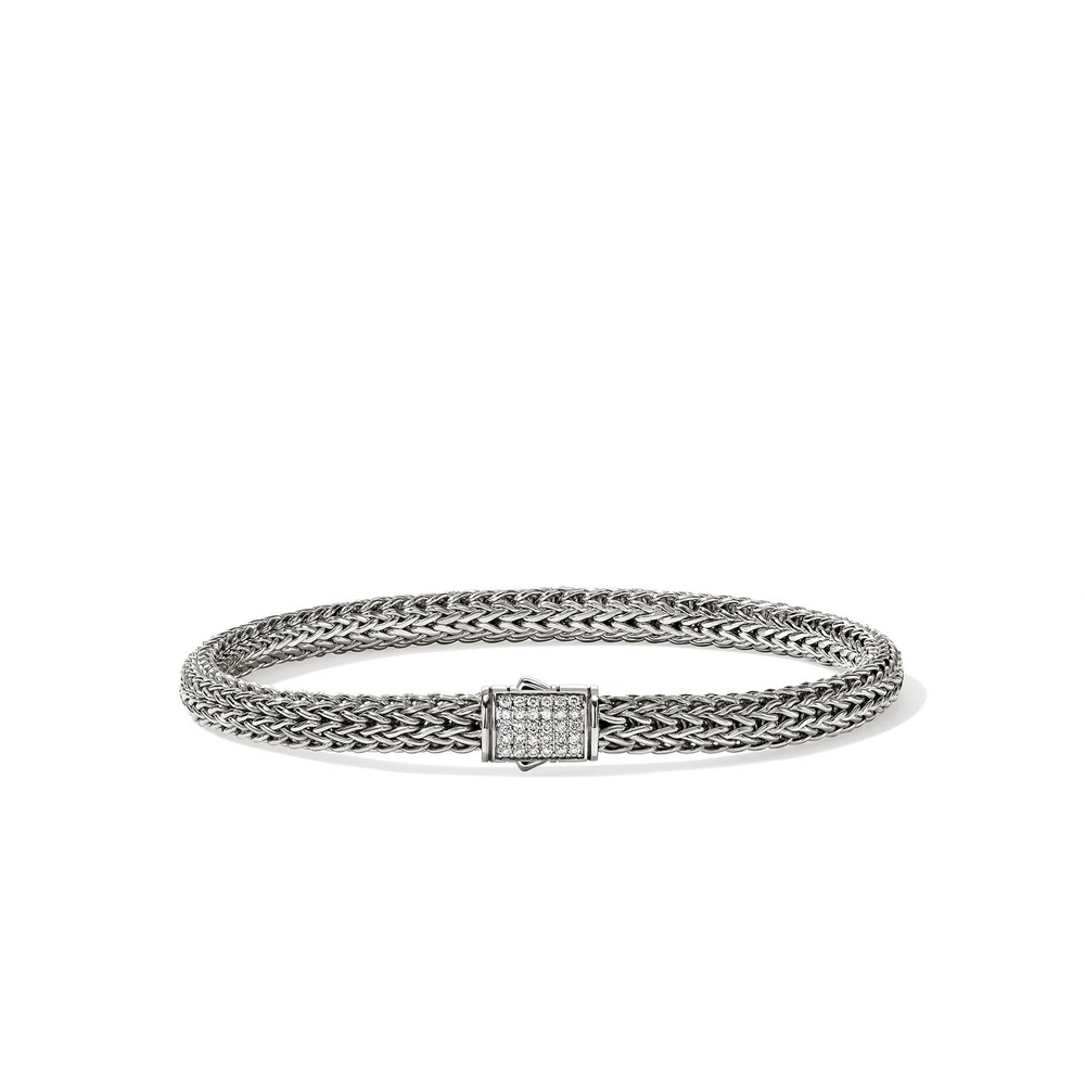 Icon Silver 0.15cttw Diamond Pave 5mm XS Bracelet Sz M by John Hardy