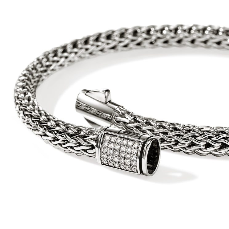 Icon Silver 0.15cttw Diamond Pave 5mm XS Bracelet Sz M by John Hardy