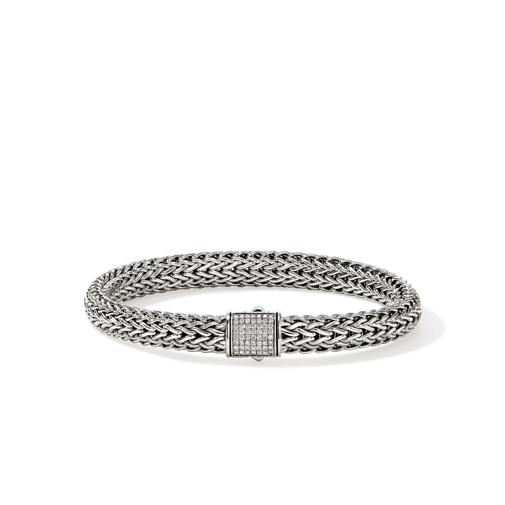 Icon Silver 0.28cttw Diamond Pave 7.5mm Bracelet Sz M by John Hardy
