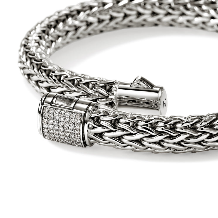 Icon Silver 0.28cttw Diamond Pave 7.5mm Bracelet Sz M by John Hardy