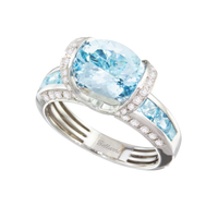 14K White Gold 3.35cttw Aquamarine & 0.37cttw Diamond Ring by Bellarri