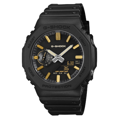 Luxe Black Watch with Gold Metallic Hour Markers by G-Shock