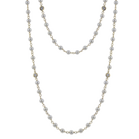 14K Yellow Gold 3.5-4mm Fresh Water Cultured Pearl & 1.00cttw LAB GROWN Diamond Necklace 42"