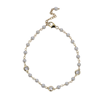14K Yellow Gold Fresh Water Cultured Pearl & 0.75cttw LAB GROWN Diamond Bracelet 6.5" +1"