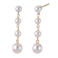 14K Yellow Gold 4-4.5mm & 5-7mm AA Fresh Water Cultured Pearl Earrings