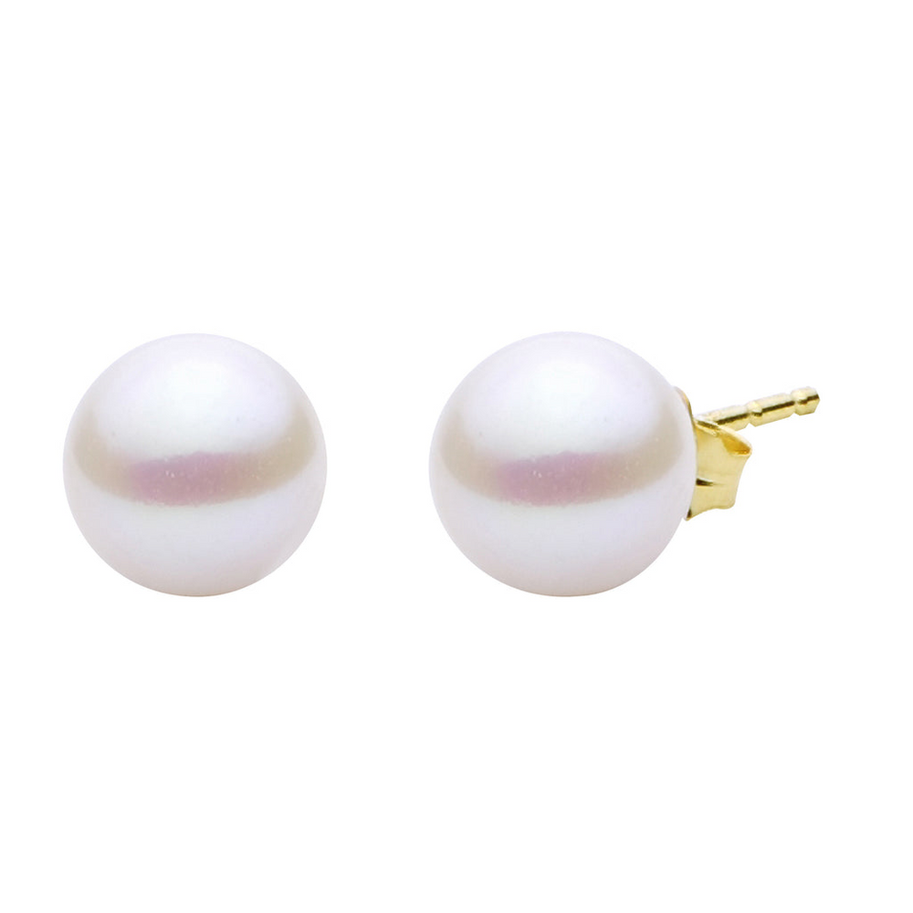 14K Yellow Gold 7mm AA Fresh Water Pearl Stud Earrings