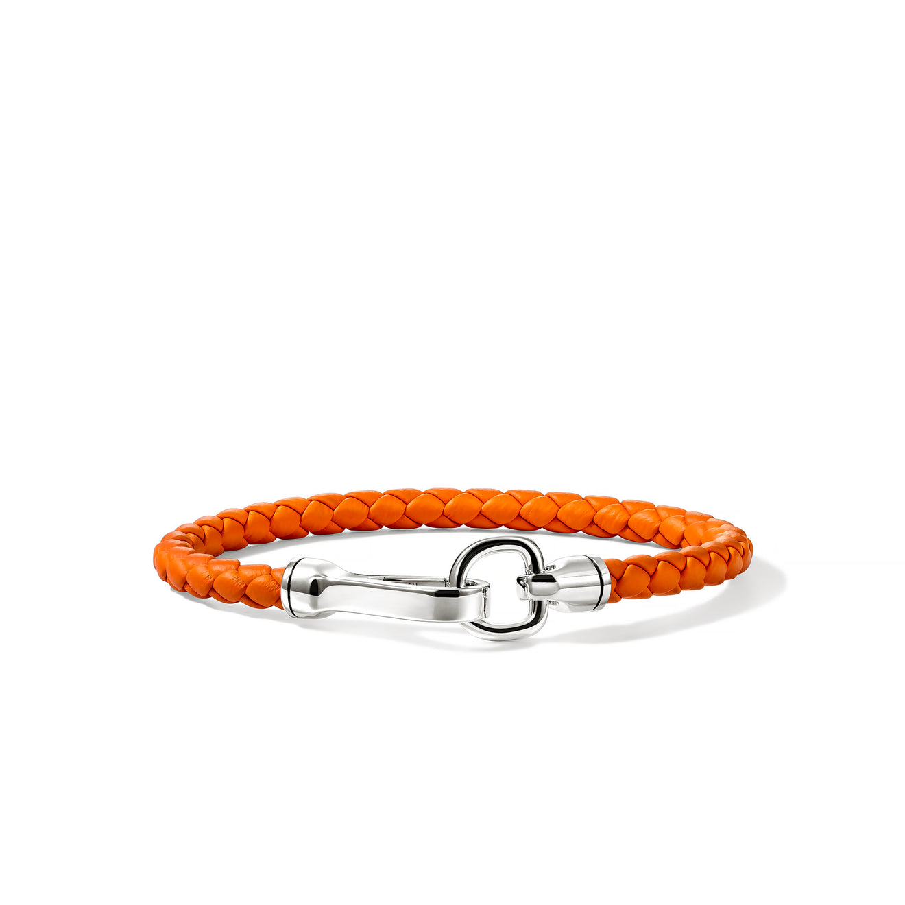 Men's Essentials Silver Bracelet on 5mm Orange Leather Sz L by John Hardy