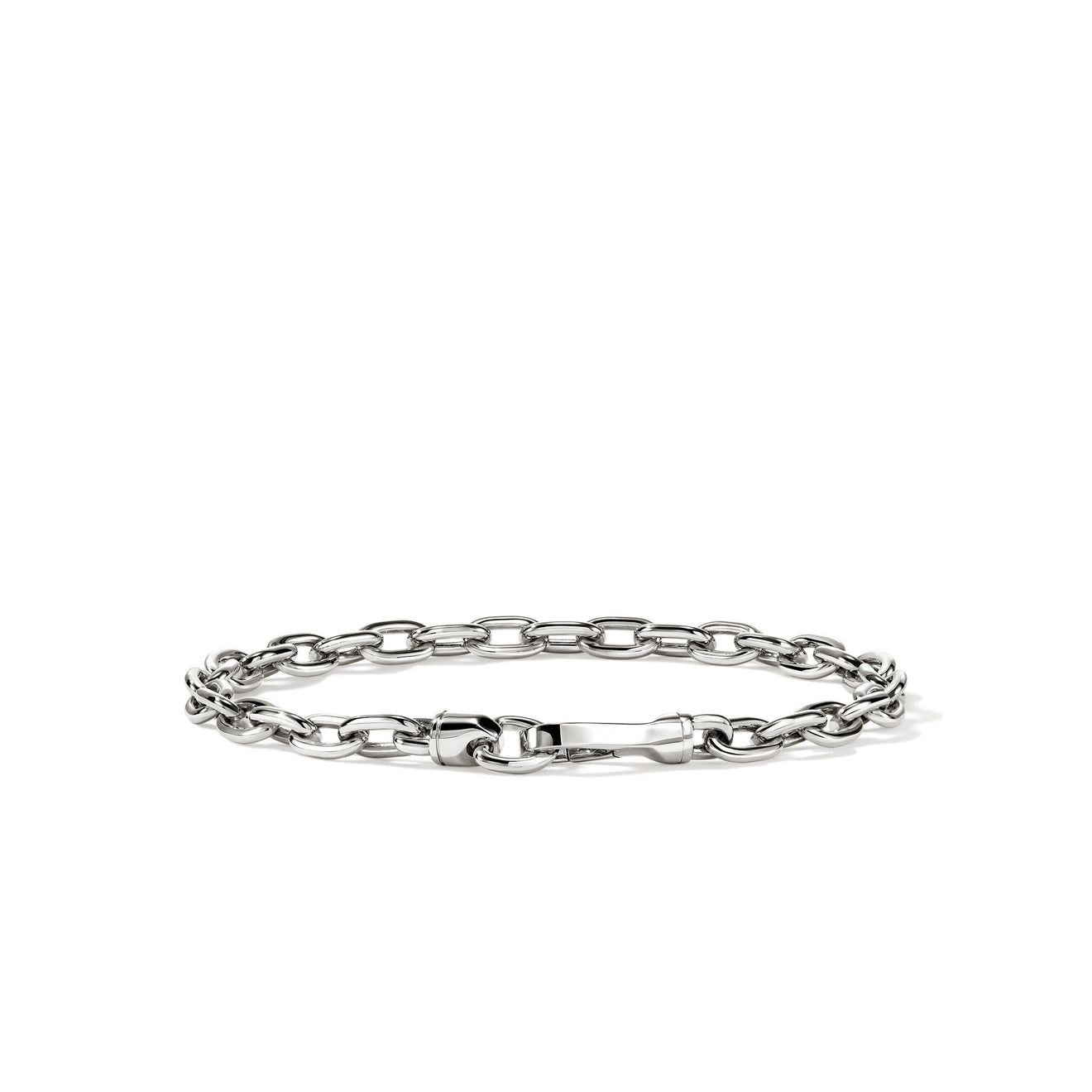 Chains Oval Silver 5x8.7mm Link Bracelet with Hook Clasp Sz L by John Hardy