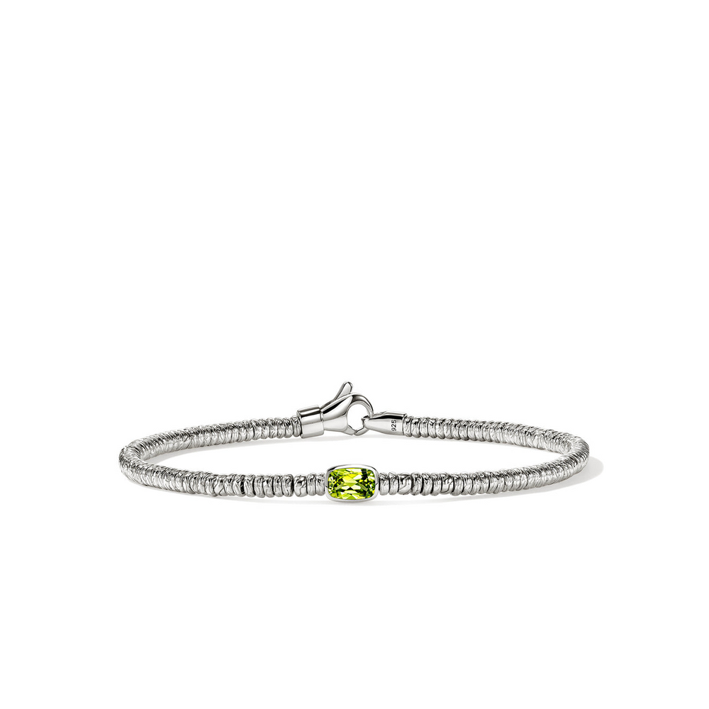 Heishi Silver 2.5mm Rondel Bracelet with 6x4mm Peridot Sz M by John Hardy