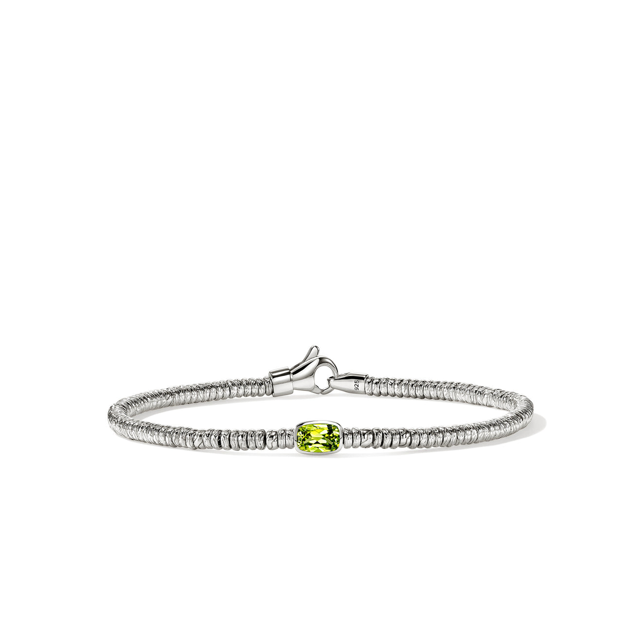 Heishi Silver 2.5mm Rondel Bracelet with 6x4mm Peridot Sz M by John Hardy