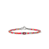 Heishi Silver Beads Bracelet with Rhodolite & Orange & Neon Pink Enamel Beads Sz M by John Hardy