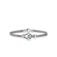Icon Silver Station Double Row Bracelet with Treated Swiss Blue Topaz Sz M by John Hardy