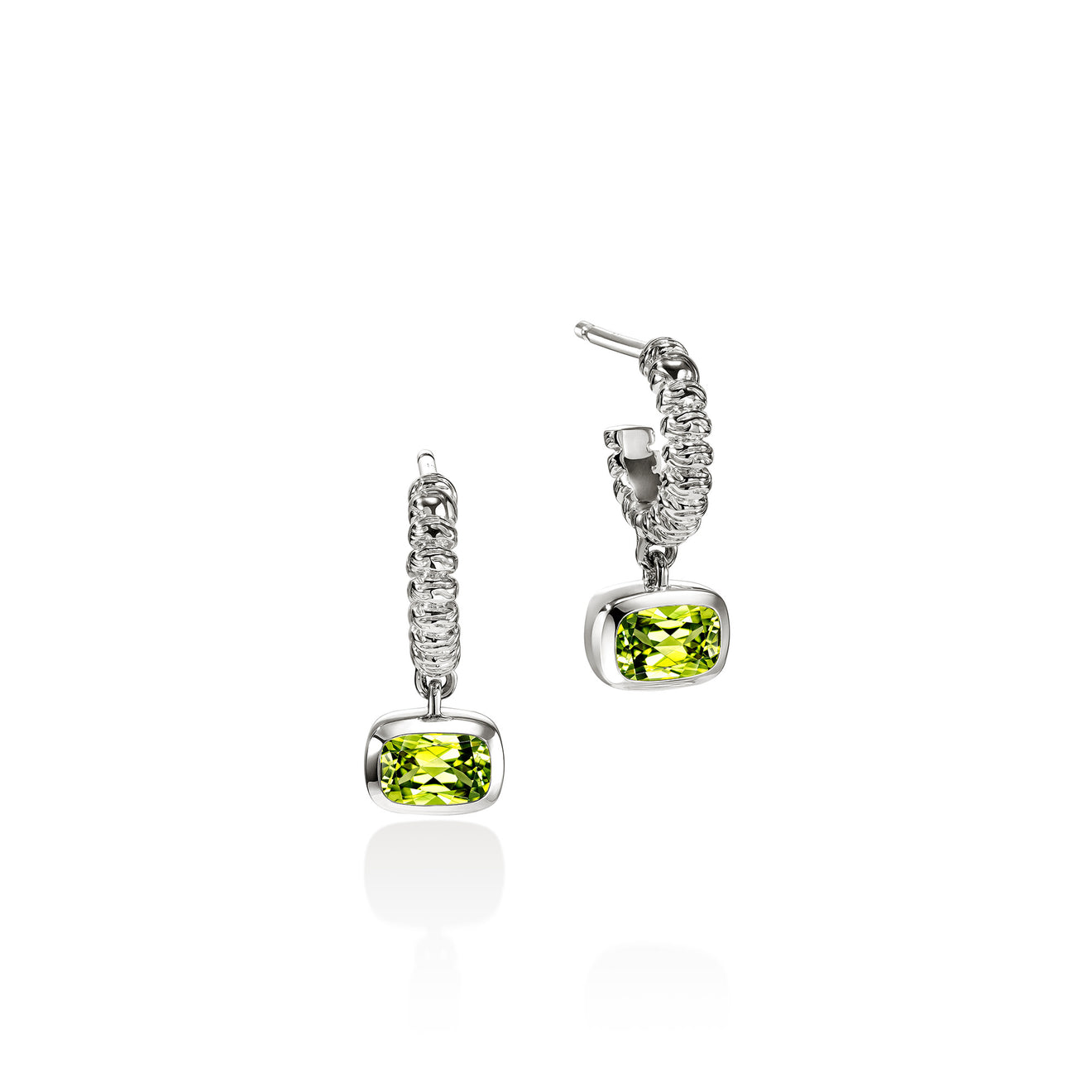 Heishi Silver Drop Earring with 6x4mm Peridot by John Hardy
