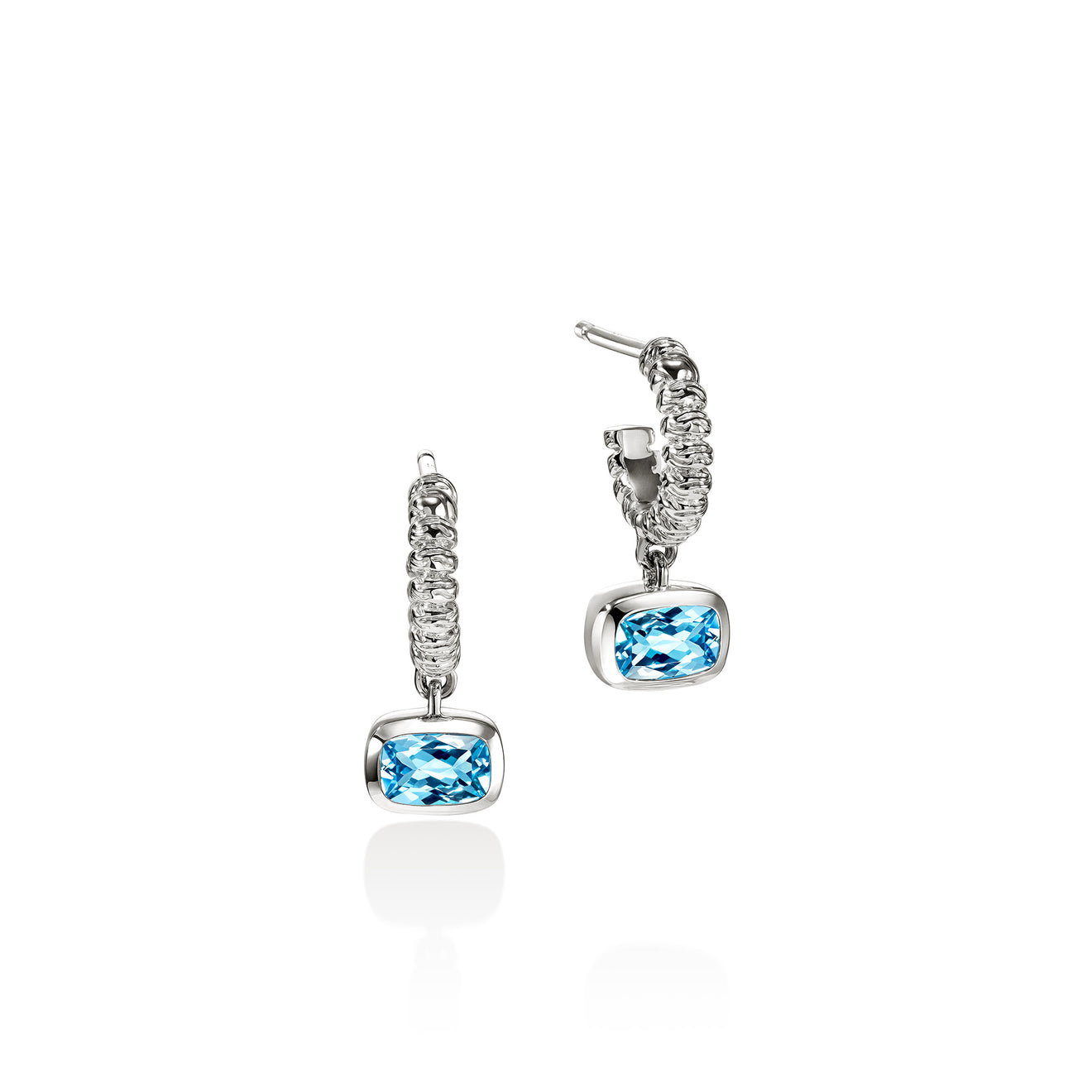 Heishi Silver Drop Earring with 6x4mm Treated Swiss Blue Topaz by John Hardy