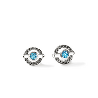 Icon Silver Stud Earrings with 4mm Treated Swiss Blue Topaz by John Hardy