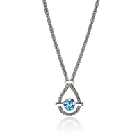 Icon Silver Mini Chain Necklace with Treated Swiss Blue Topaz Sz 18-20 by John Hardy
