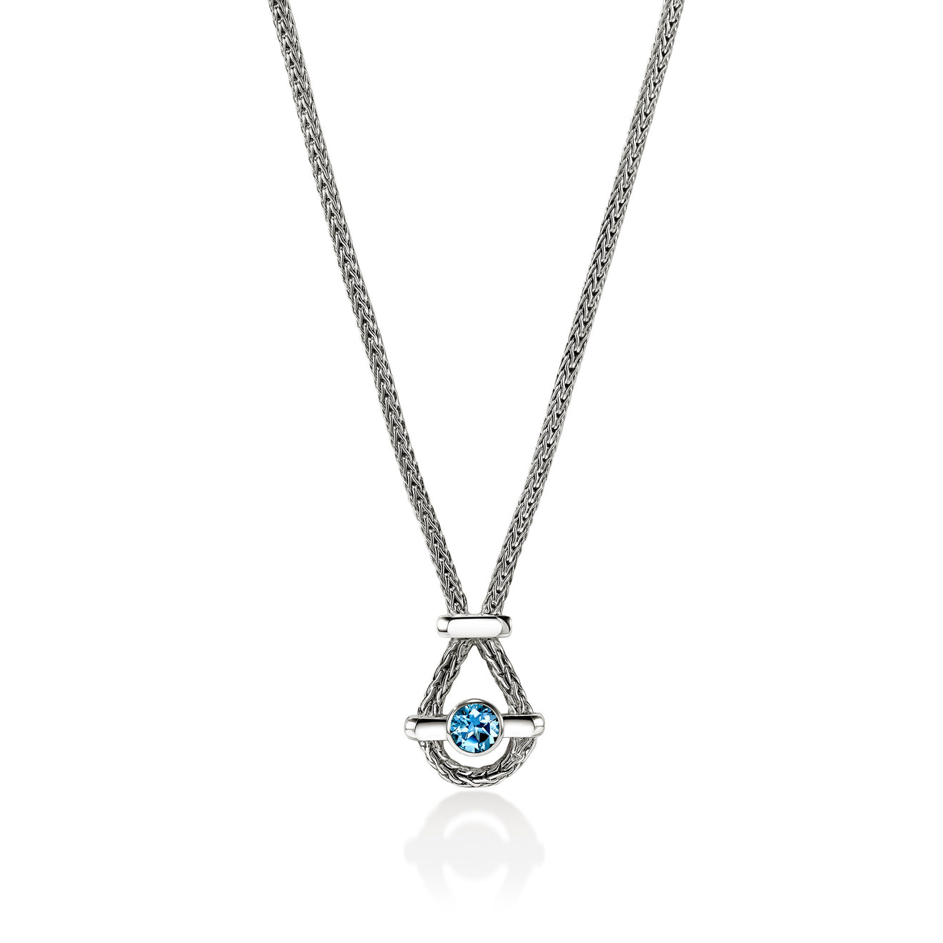 Icon Silver Chain Necklace with Treated Swiss Blue Topaz Sz 16-18 by John Hardy