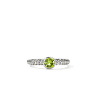 Heishi Silver Ring with 5mm Peridot Sz 7 by John Hardy