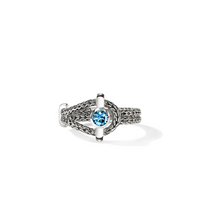 Icon Silver Ring with 4mm Treated Swiss Blue Topaz Sz 7 by John Hardy
