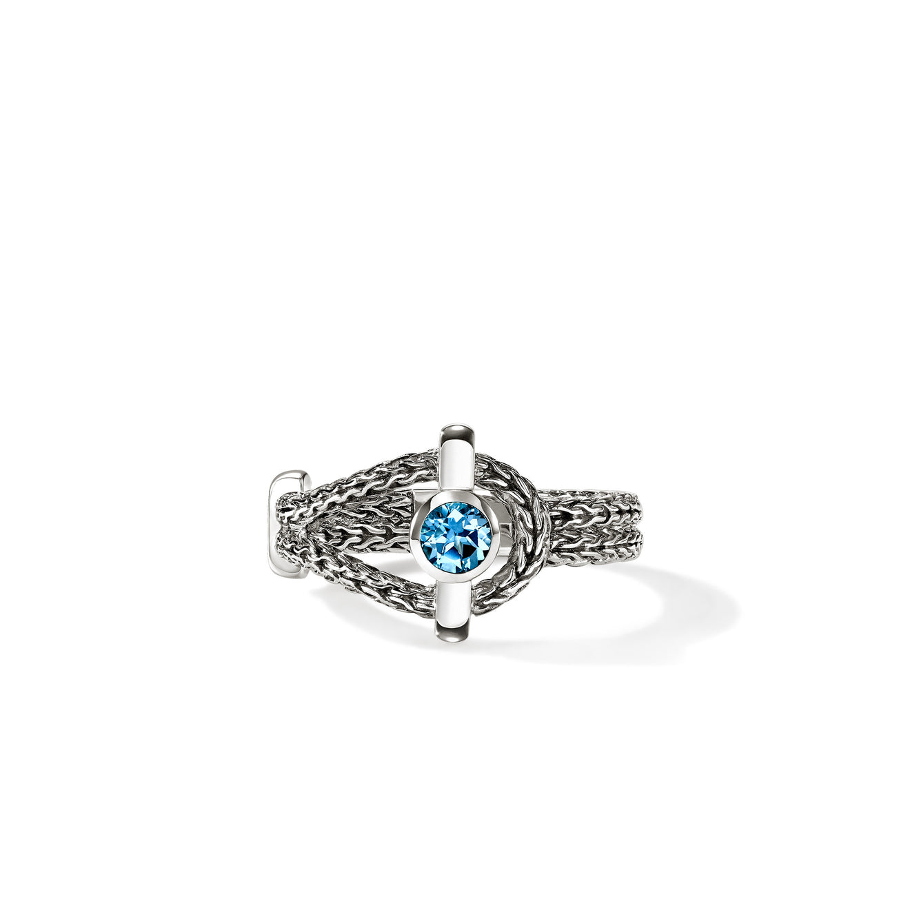 Icon Silver Ring with 4mm Treated Swiss Blue Topaz Sz 7 by John Hardy