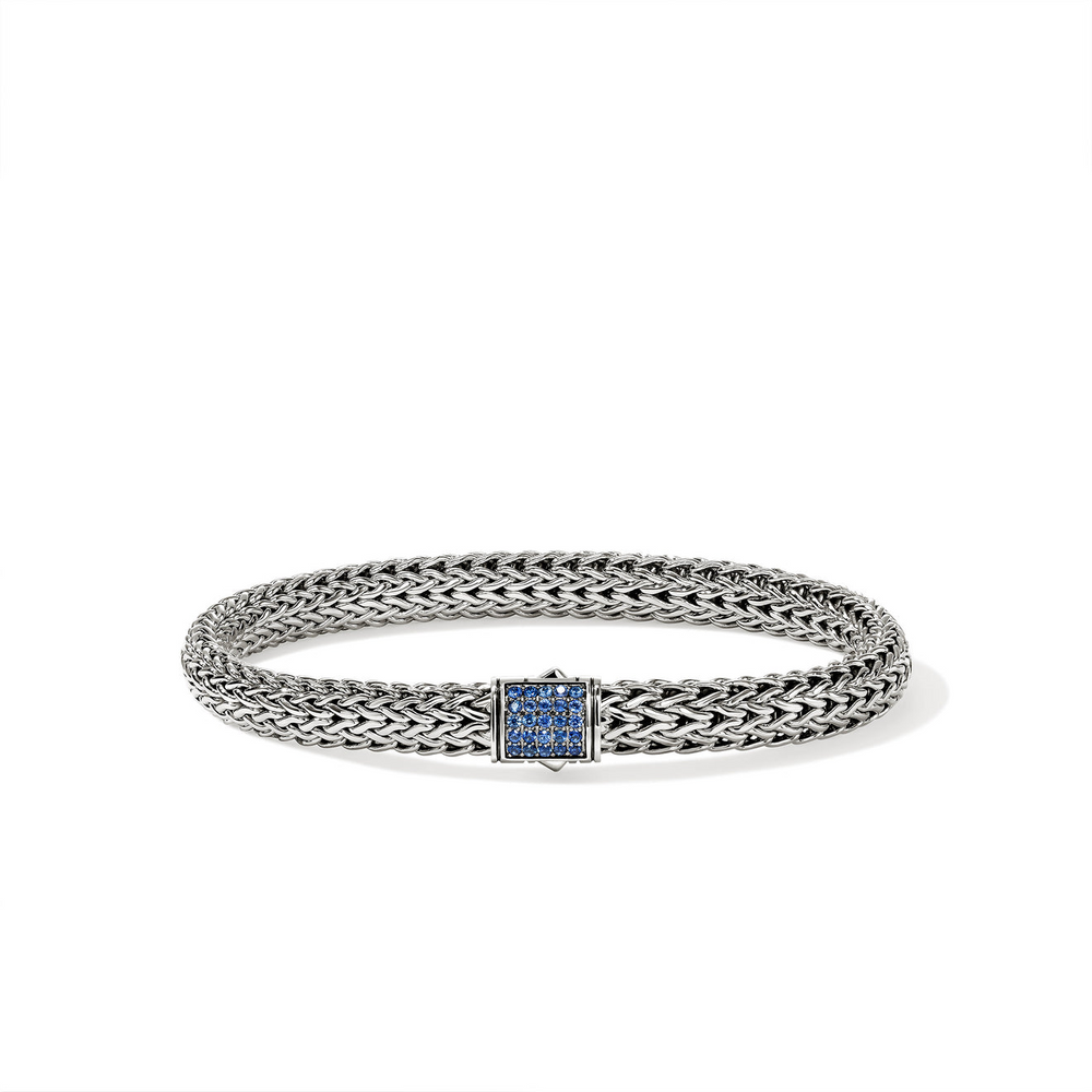Icon Silver Small Bracelet with Blue Sapphire Sz M by John Hardy