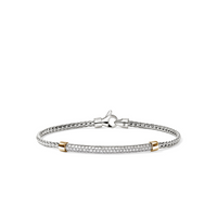 JH Essentials 14K Gold & Silver 0.60cttw Diamond Pave 2.5mm Bracelet Sz M by John Hardy