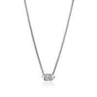 Icon Stud Silver 0.07cttw Diamond Pave Pendant with 1.5mm Rolo Chain Necklace 16-18 by John Hardy