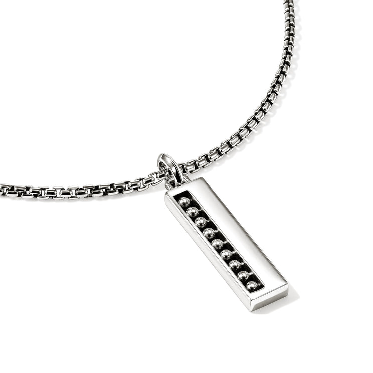Nailhead Silver Tag Pendant on 2.7mm Box Chain Necklace Sz 24 by John Hardy